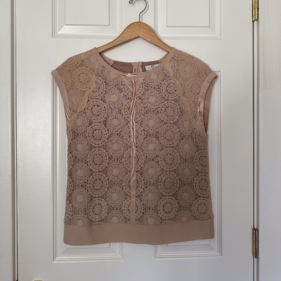 Designer blush lace top with mesh lining by Scandinavian designer -- Medium/38 - Picture 1 of 7